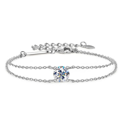 Simple Style Solid Color Sterling Silver Moissanite Bracelets In Bulk