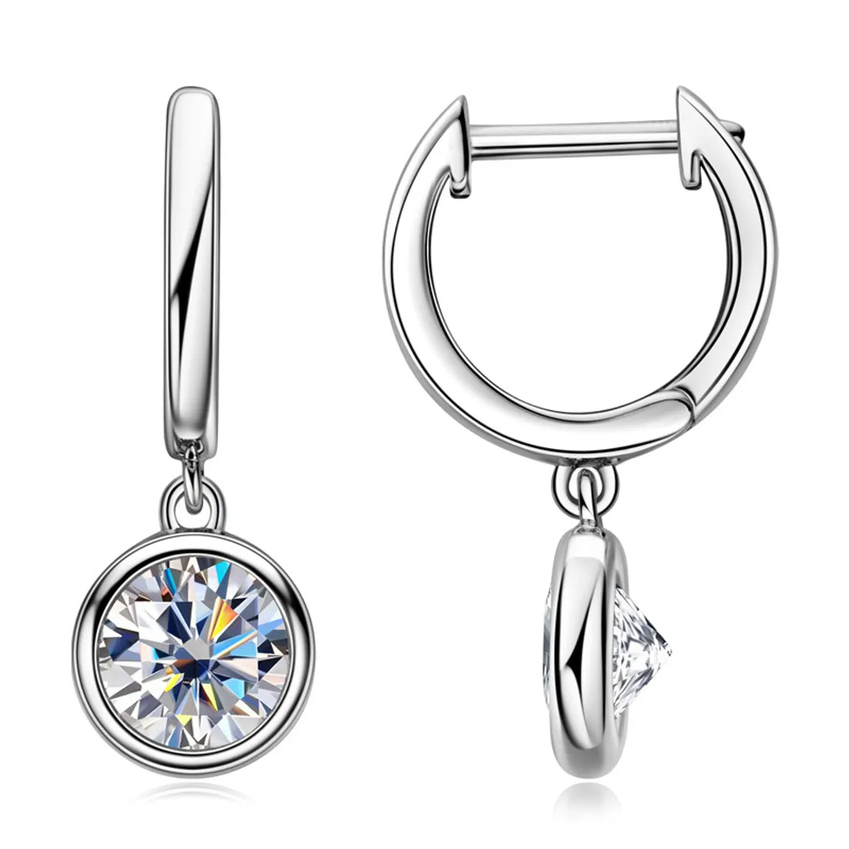 Simple Style Solid Color Sterling Silver Moissanite Earrings In Bulk