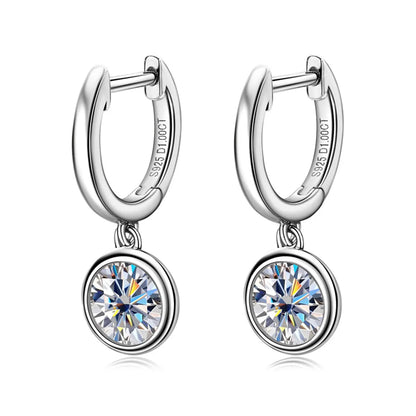 Simple Style Solid Color Sterling Silver Moissanite Earrings In Bulk