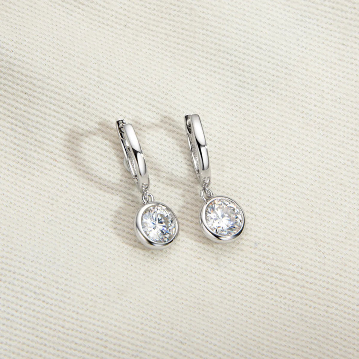 Simple Style Solid Color Sterling Silver Moissanite Earrings In Bulk