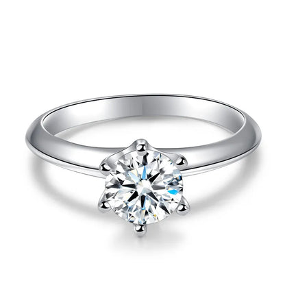 Simple Style Solid Color Sterling Silver Moissanite Rings In Bulk