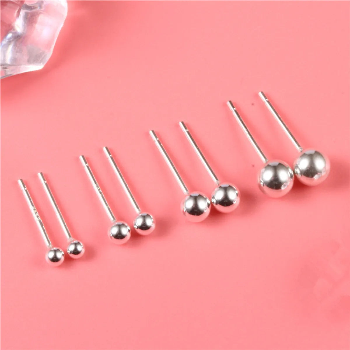 Simple Style Solid Color Sterling Silver Patchwork Ear Studs 1 Pair