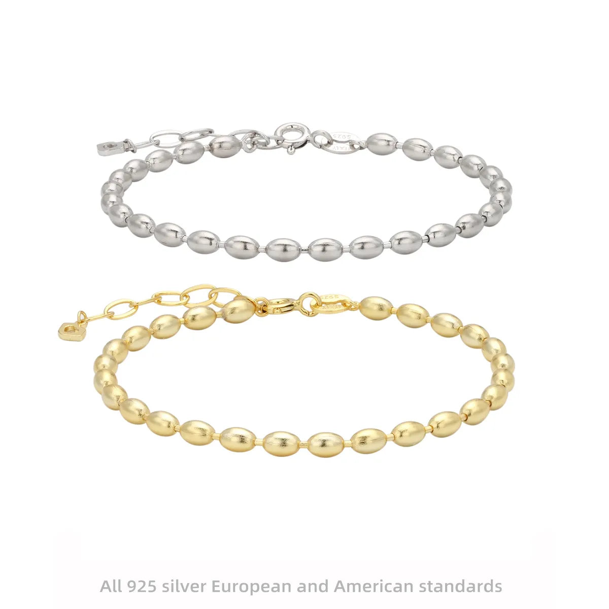 Simple Style Solid Color Sterling Silver Plating Gold Plated Bracelets