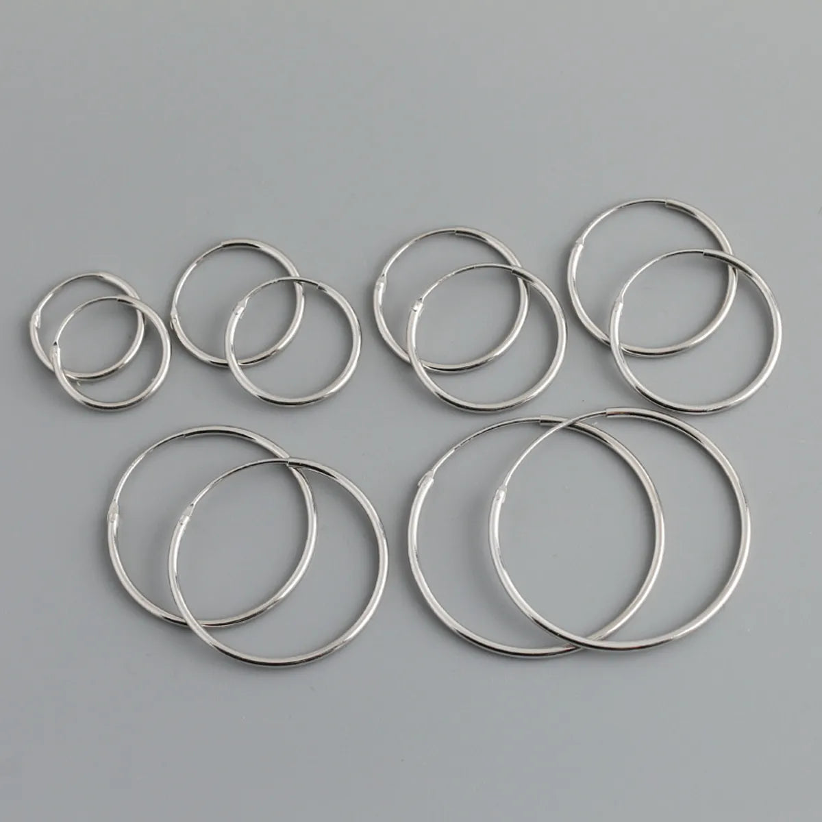 Simple Style Solid Color Sterling Silver Plating Hoop Earrings 1 Pair