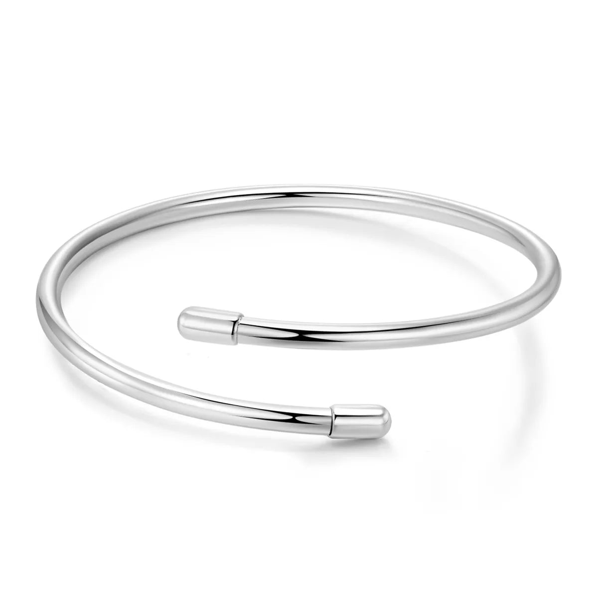 Simple Style Solid Color Sterling Silver Plating Metal Cuff Bracelets