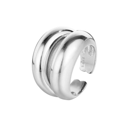 Simple Style Solid Color Sterling Silver Plating Open Rings 1 Piece