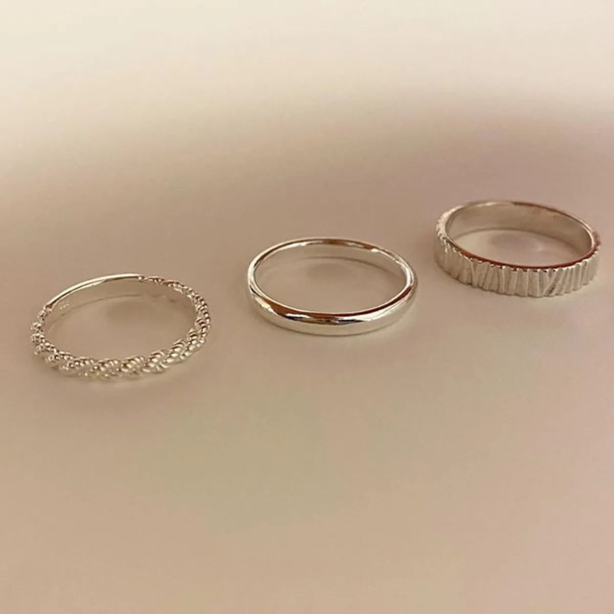 Simple Style Solid Color Sterling Silver Rings