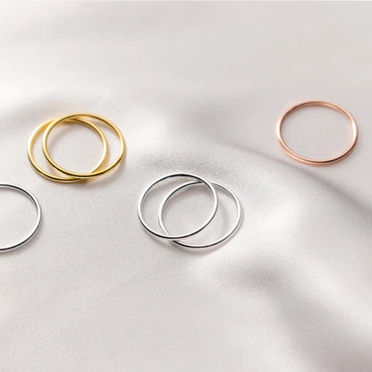 Simple Style Solid Color Sterling Silver Rings