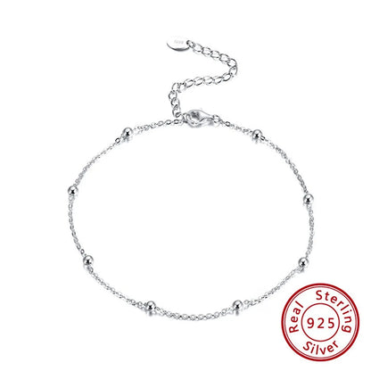 Simple Style Solid Color Sterling Silver Wholesale Anklet