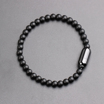 Simple Style Solid Color Stone Beaded Men'S Bracelets