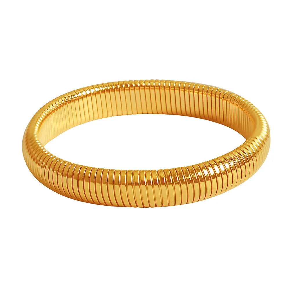 Simple Style Solid Color Titanium Steel 18K Gold Plated Bangle In Bulk