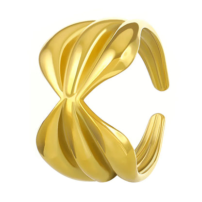 Wholesale Jewelry Simple Style Solid Color Titanium Steel No Inlay 18K Gold Plated Plating Rings