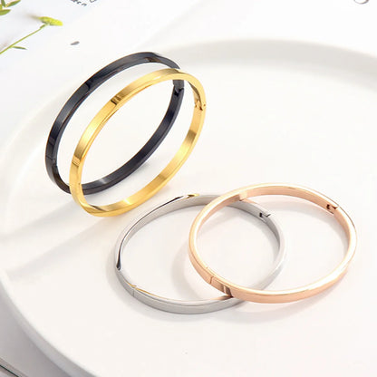 Simple Style Solid Color Titanium Steel Bangle In Bulk