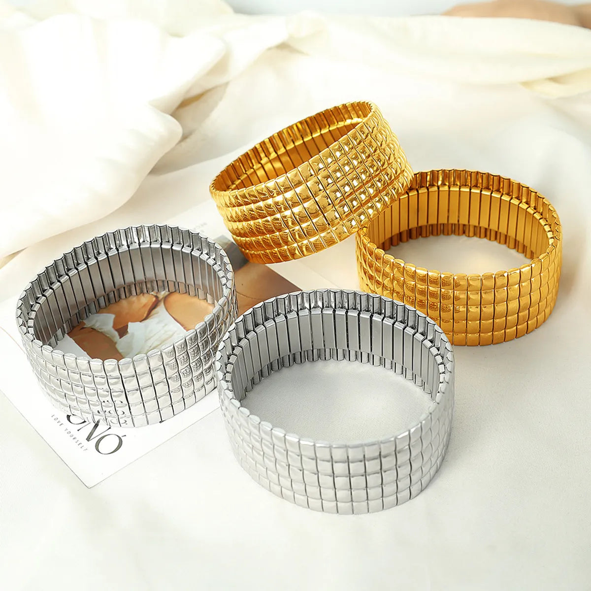 Simple Style Solid Color Titanium Steel Bangle In Bulk