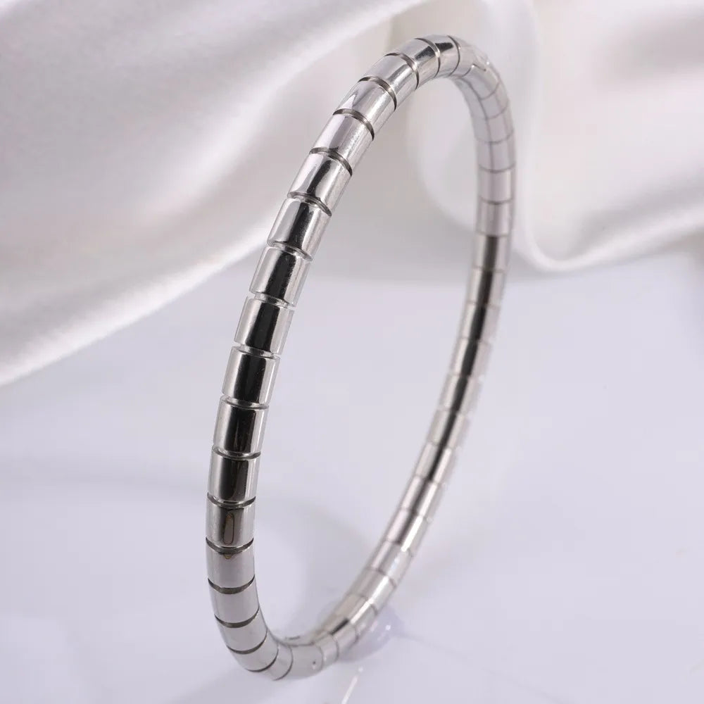 Simple Style Solid Color Titanium Steel Bangle In Bulk