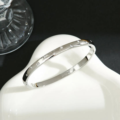 Simple Style Solid Color Titanium Steel Bangle In Bulk