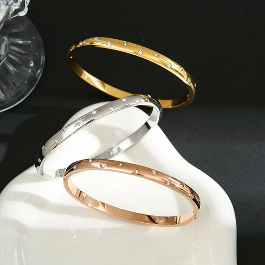 Simple Style Solid Color Titanium Steel Bangle In Bulk