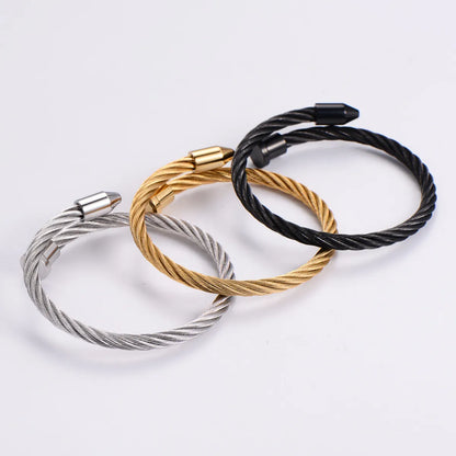 Simple Style Solid Color Titanium Steel Bangle Plating Stainless Steel Bracelets