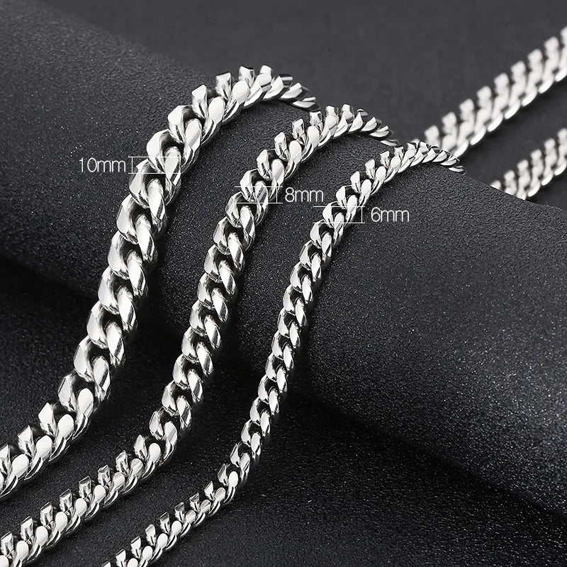 Simple Style Solid Color Titanium Steel Chain Men'S Necklace