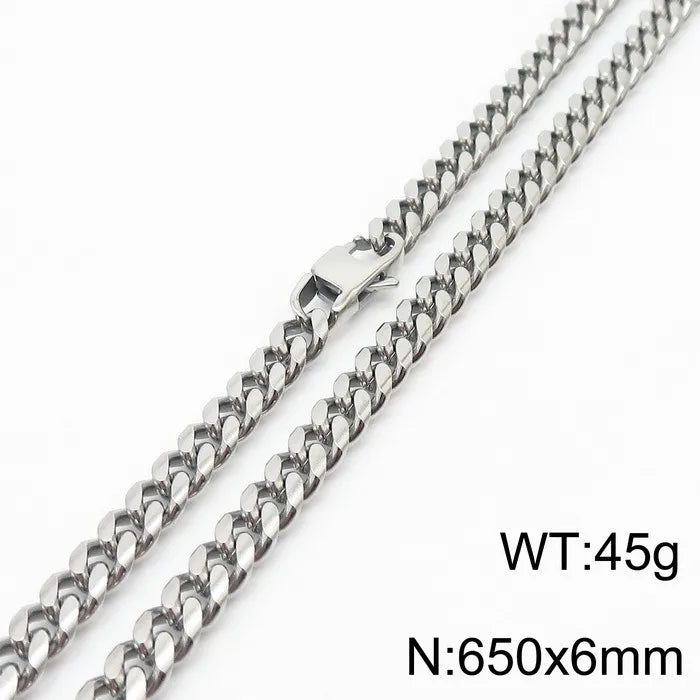 Simple Style Solid Color Titanium Steel Chain Men'S Necklace