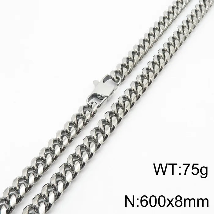 Simple Style Solid Color Titanium Steel Chain Men'S Necklace