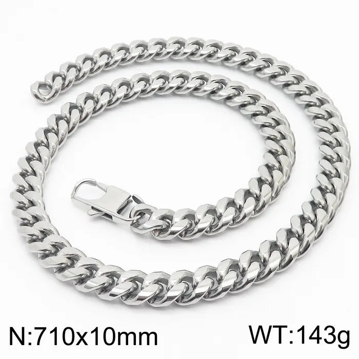 Simple Style Solid Color Titanium Steel Chain Men'S Necklace