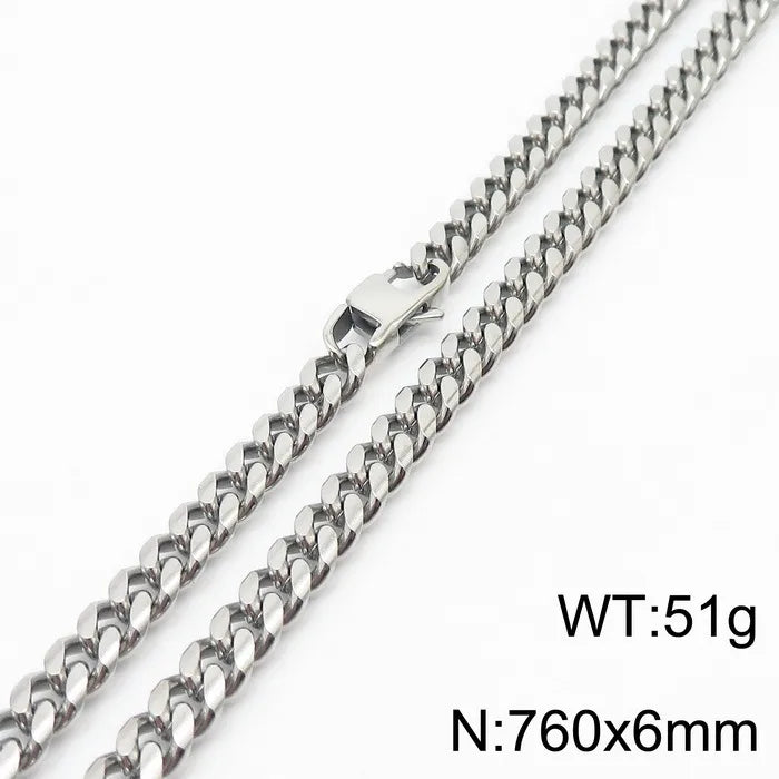 Simple Style Solid Color Titanium Steel Chain Men'S Necklace