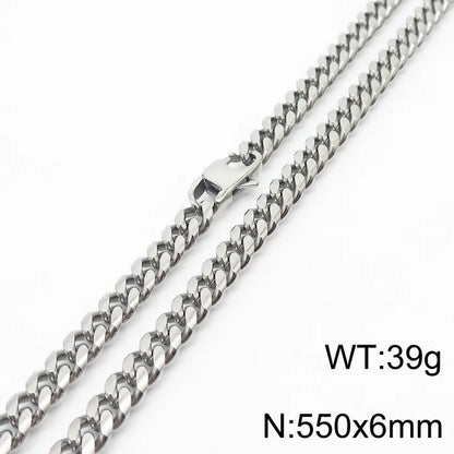 Simple Style Solid Color Titanium Steel Chain Men'S Necklace