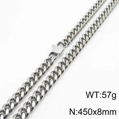 Simple Style Solid Color Titanium Steel Chain Men'S Necklace