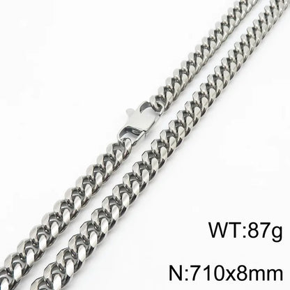 Simple Style Solid Color Titanium Steel Chain Men'S Necklace