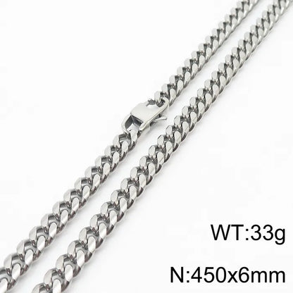 Simple Style Solid Color Titanium Steel Chain Men'S Necklace