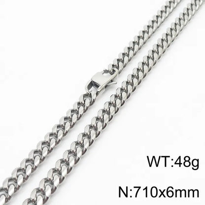 Simple Style Solid Color Titanium Steel Chain Men'S Necklace