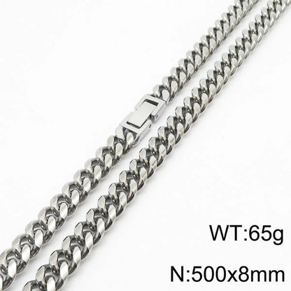 Simple Style Solid Color Titanium Steel Chain Men'S Necklace