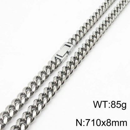 Simple Style Solid Color Titanium Steel Chain Men'S Necklace