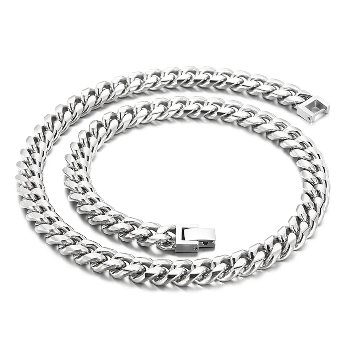 Simple Style Solid Color Titanium Steel Chain Men'S Necklace