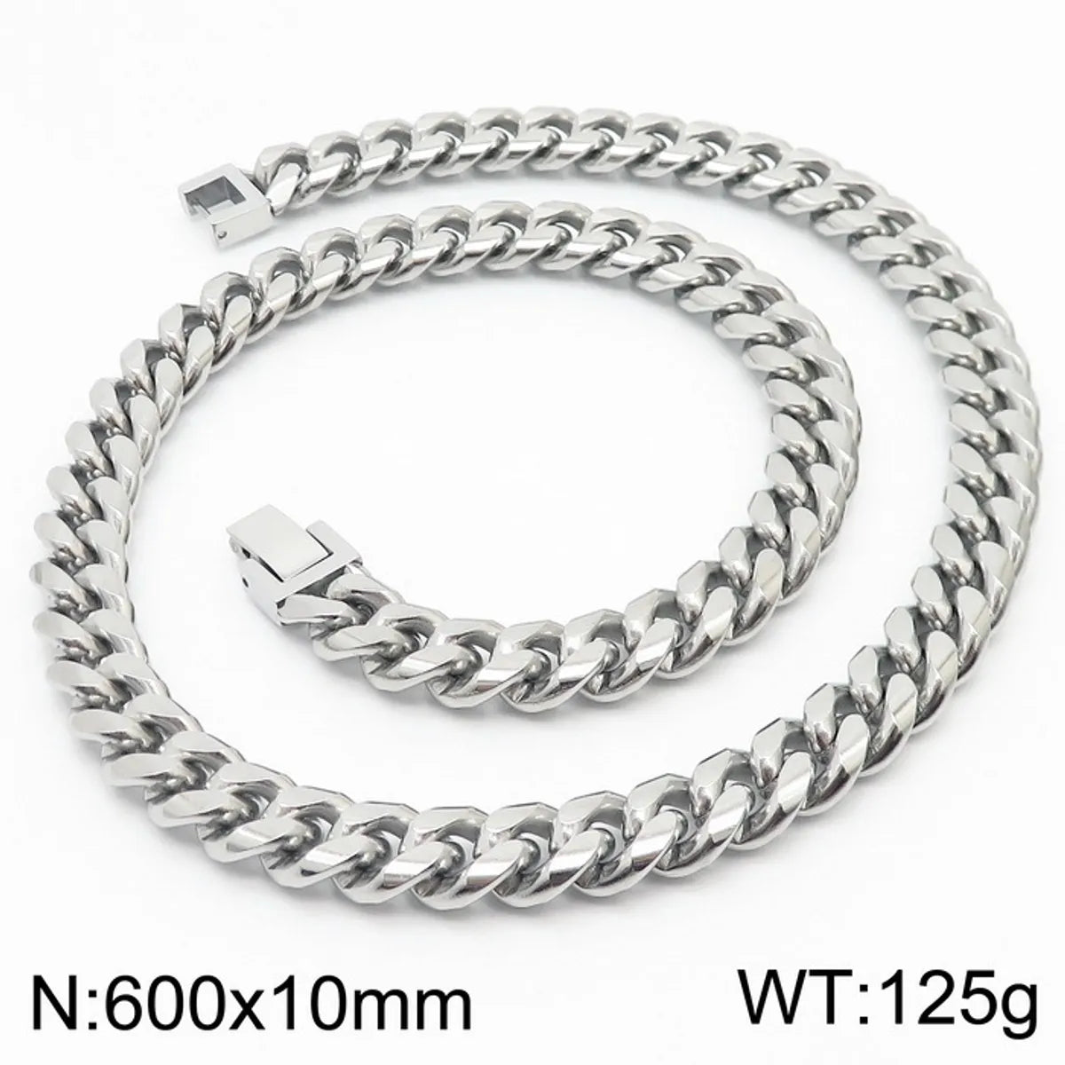 Simple Style Solid Color Titanium Steel Chain Men'S Necklace