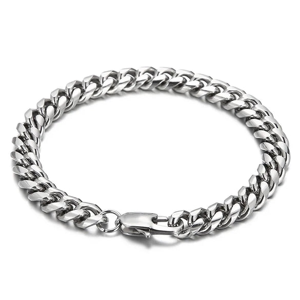 Simple Style Solid Color Titanium Steel Chain Unisex Bracelets
