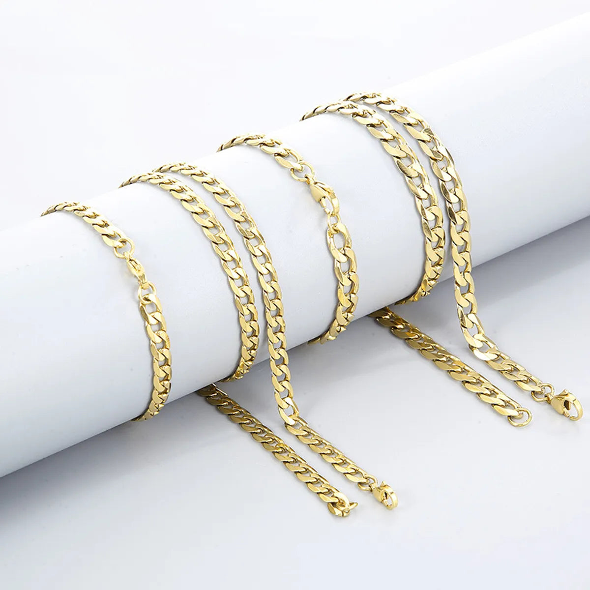 Simple Style Solid Color Titanium Steel Chain 18K Gold Plated Women'S Bracelets Necklace