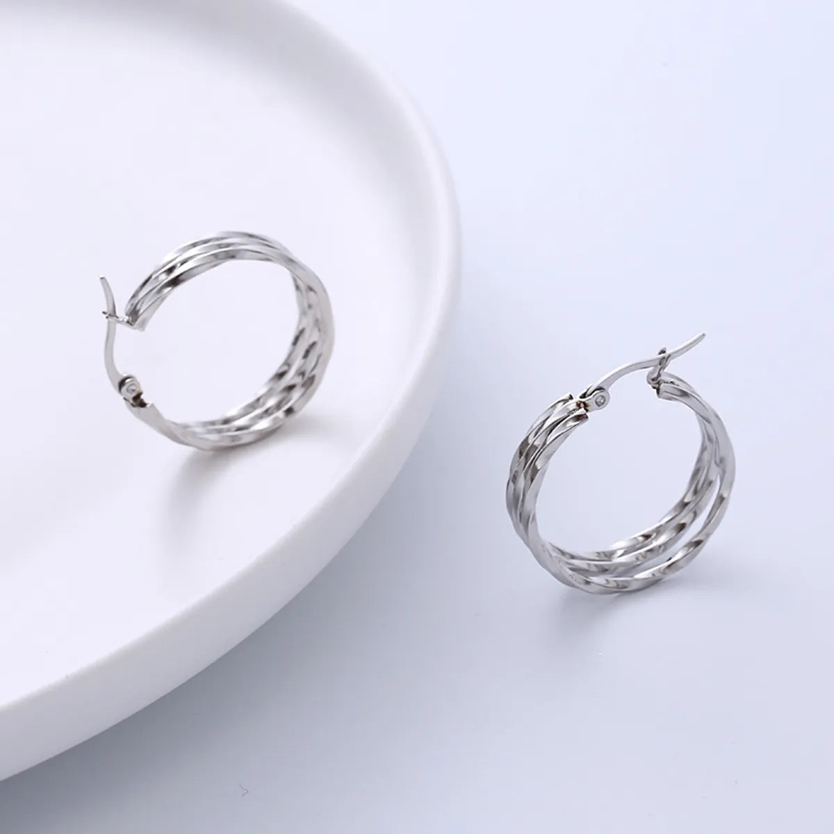 Simple Style Solid Color Titanium Steel Earrings Plating Stainless Steel Earrings