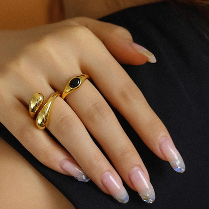 Simple Style Solid Color Titanium Steel Plating Gold Plated Rings