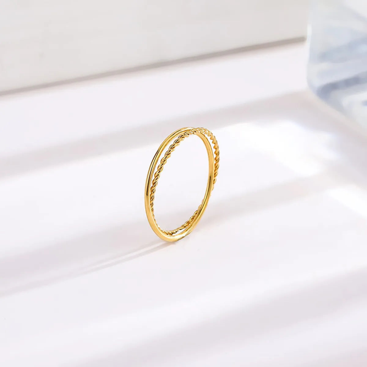 Titanium Steel 18K Gold Plated Simple Style Plating Solid Color Titanium Steel Rings