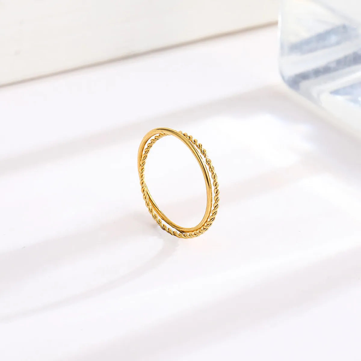 Titanium Steel 18K Gold Plated Simple Style Plating Solid Color Titanium Steel Rings