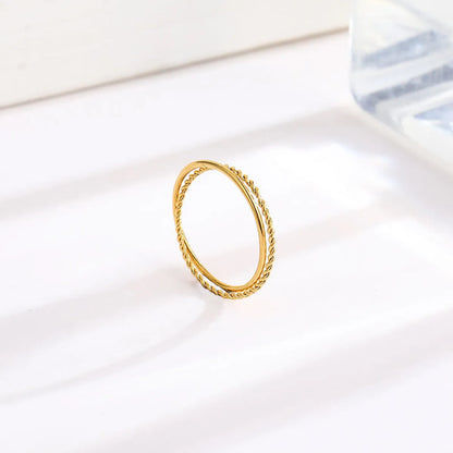 Titanium Steel 18K Gold Plated Simple Style Plating Solid Color Titanium Steel Rings