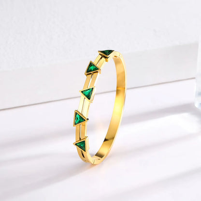 Simple Style Solid Color Titanium Steel Inlay Zircon Bangle