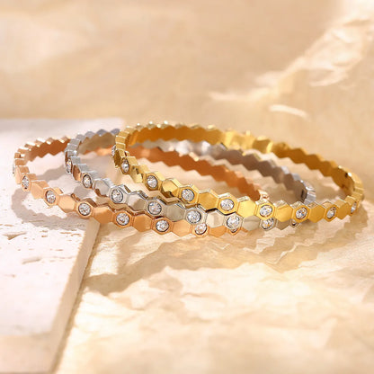 Simple Style Solid Color Titanium Steel Inlay Zircon Bracelets Necklace