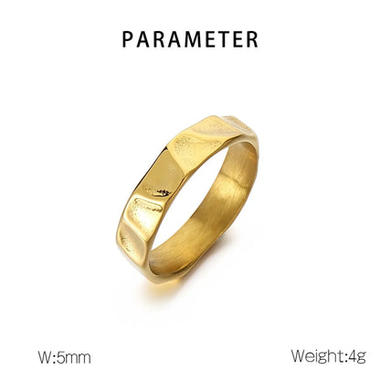 Simple Style Solid Color Titanium Steel 18K Gold Plated Men'S Rings