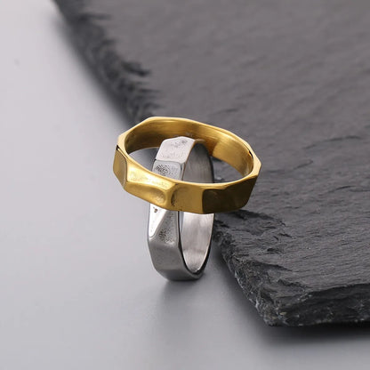 Simple Style Solid Color Titanium Steel 18K Gold Plated Men'S Rings