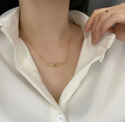 Wholesale Jewelry Simple Style Solid Color 304 Stainless Steel Titanium Steel 18K Gold Plated Plating Necklace