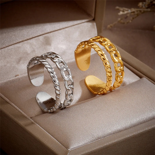 Simple Style Solid Color Titanium Steel Open Ring Copper Rings