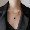 304 Stainless Steel 18K Gold Plated Simple Style Patchwork Solid Color Acrylic Layered Necklaces
